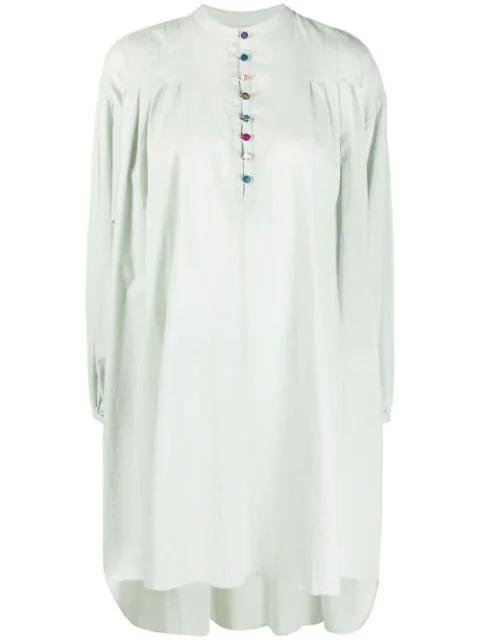 collarless long-sleeved shirt dress by AZI.LAND