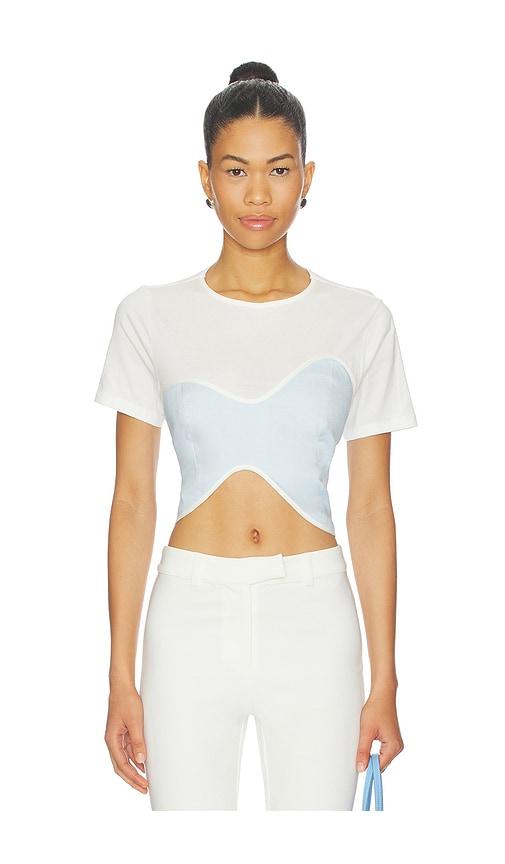 AZULU Ceci Top in Baby Blue,White by AZULU