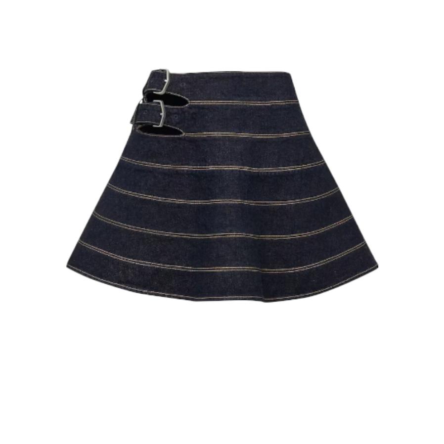 ALA√ØA - Mini Denim Skirt - Blue by AZZEDINE ALAIA
