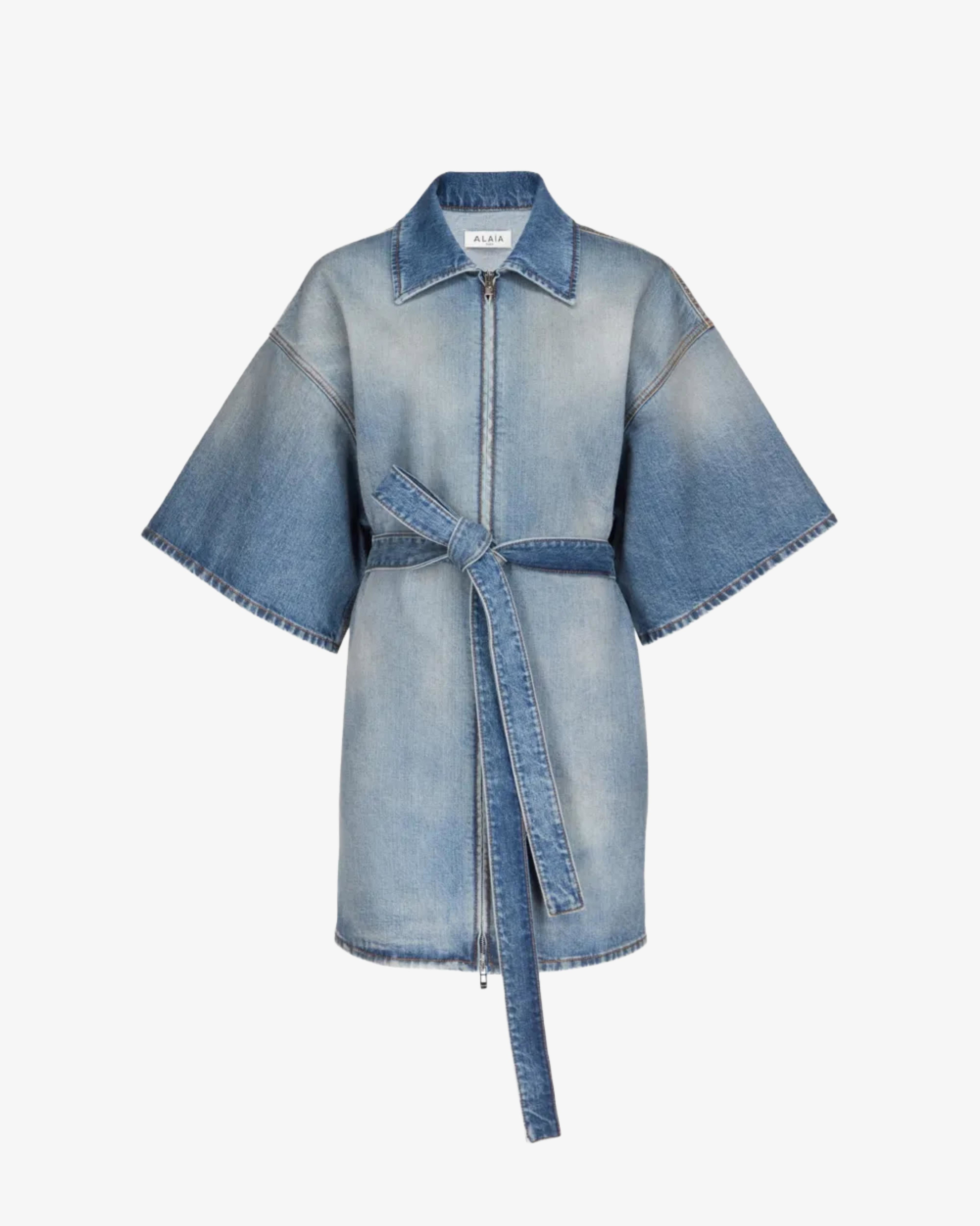 ALAÏA - Women's Belted Dress - (Denim) by AZZEDINE ALAIA