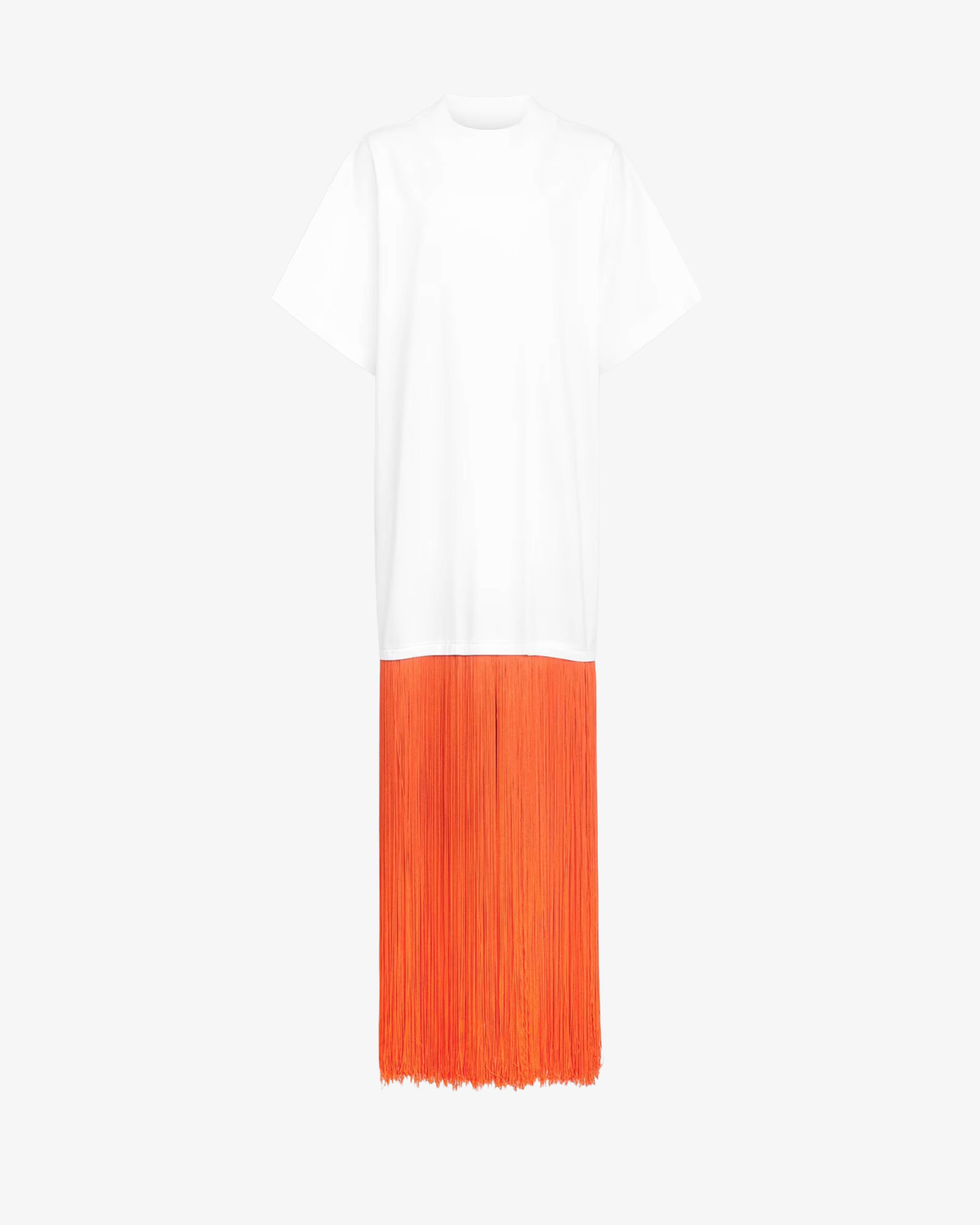 ALAÏA - Women's Fringed T-Shirt - (White) by AZZEDINE ALAIA