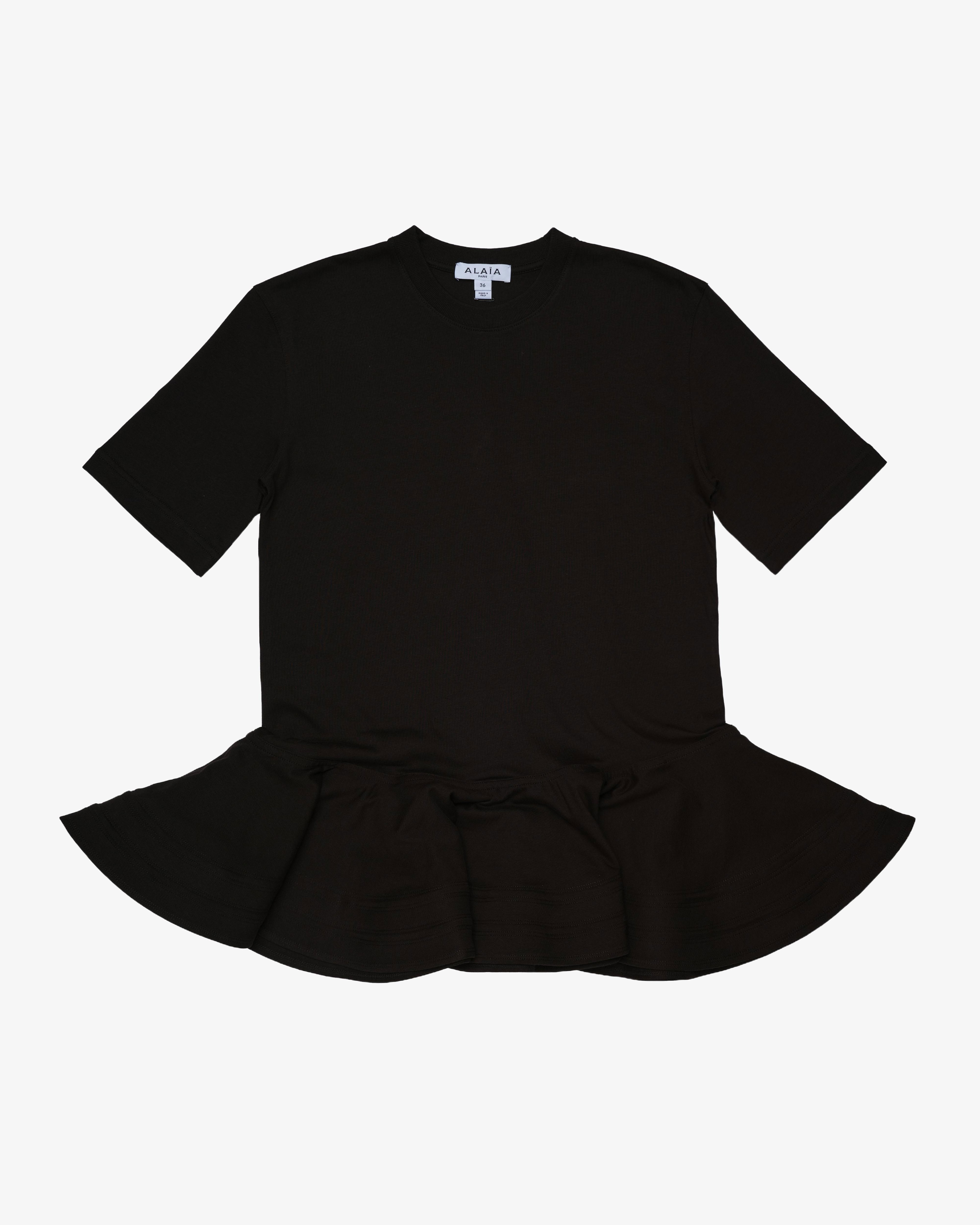 ALAÏA - Women's Peplum T-Shirt - (Black 995) by AZZEDINE ALAIA