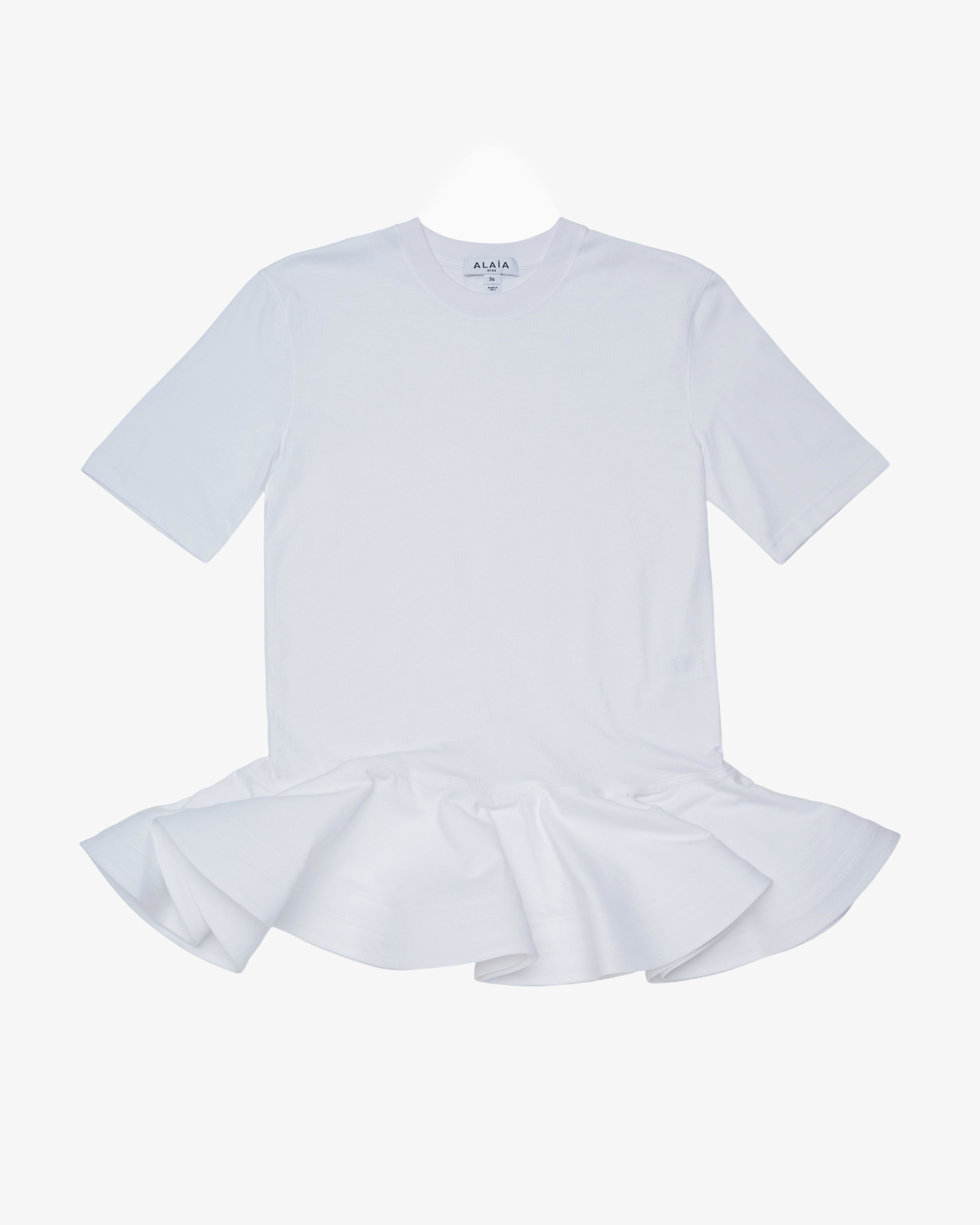 ALAÏA - Women's Peplum T-Shirt - (White 000) by AZZEDINE ALAIA