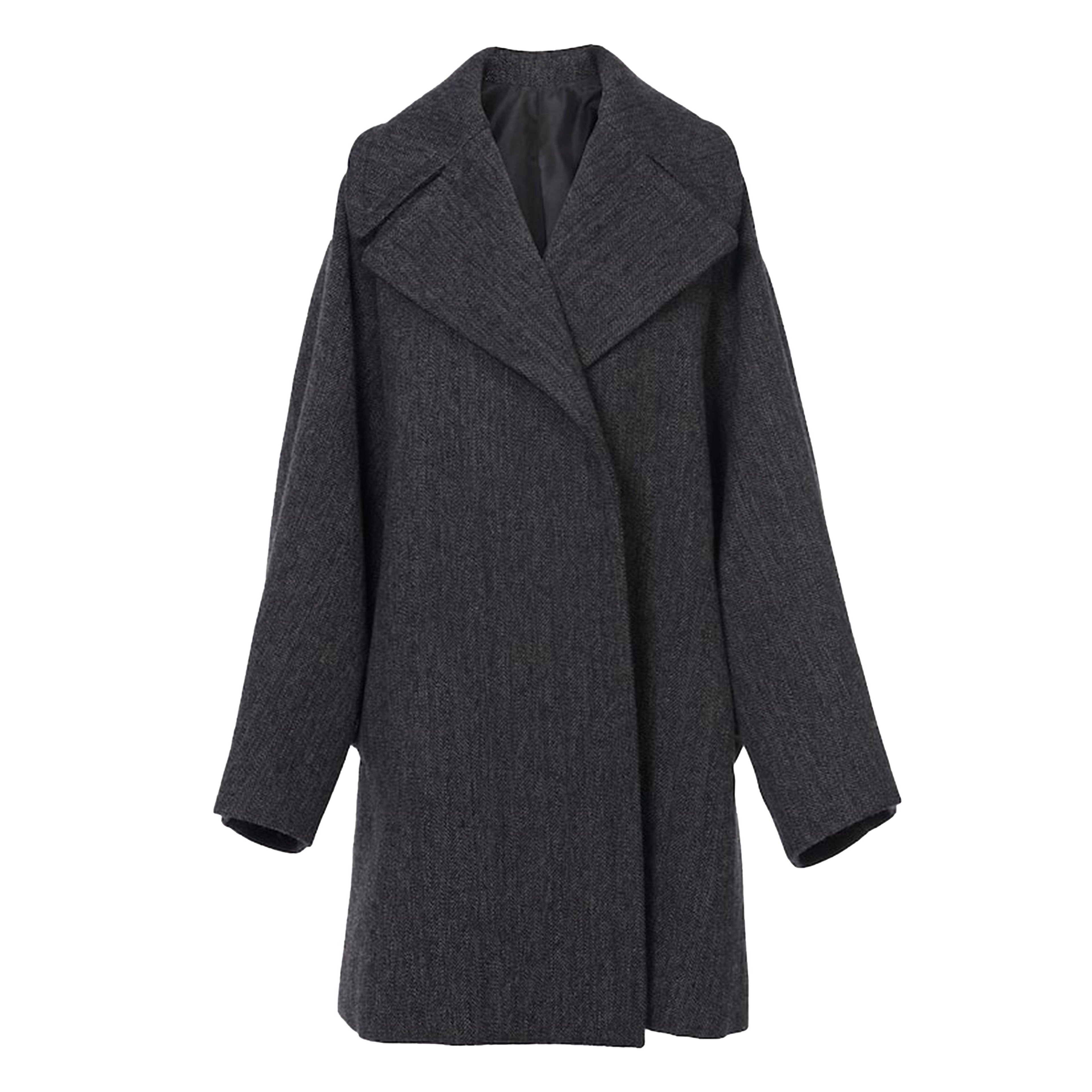 AlaÏa Oversized Belted Mid-Length Coat (Charcoal) by AZZEDINE ALAIA