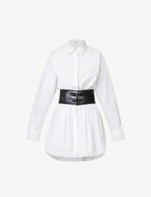 Belted contrast-panel cotton shirt by AZZEDINE ALAIA