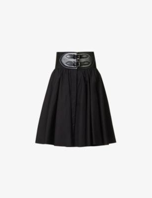 Belted high-rise cotton mini skirt by AZZEDINE ALAIA
