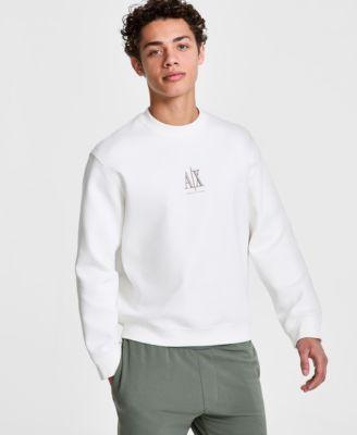 Men's Icon Logo Fleece Crew Neck Sweatshirt by A|X ARMANI EXCHANGE