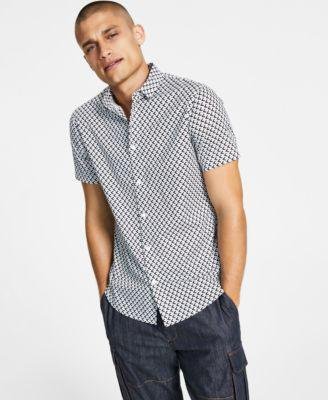 Men's Micro Print Dress Shirt, created for Macy's by A|X ARMANI EXCHANGE