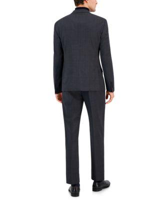 Men's Slim-Fit Charcoal Gray Windowpane Plaid Suit Pants by A|X ARMANI EXCHANGE