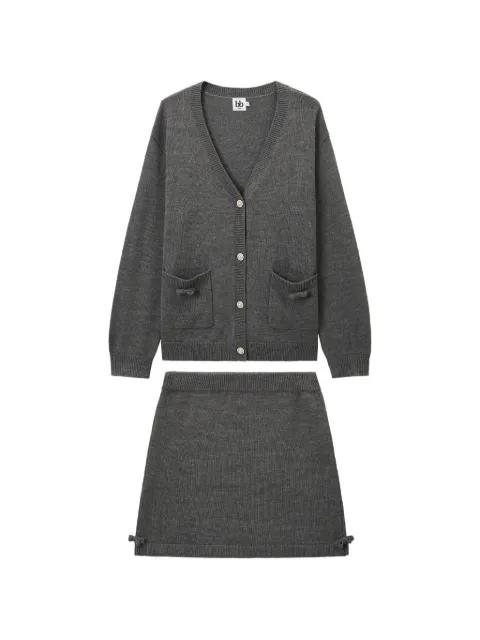 bow-detailed knitted skirt set by B+AB