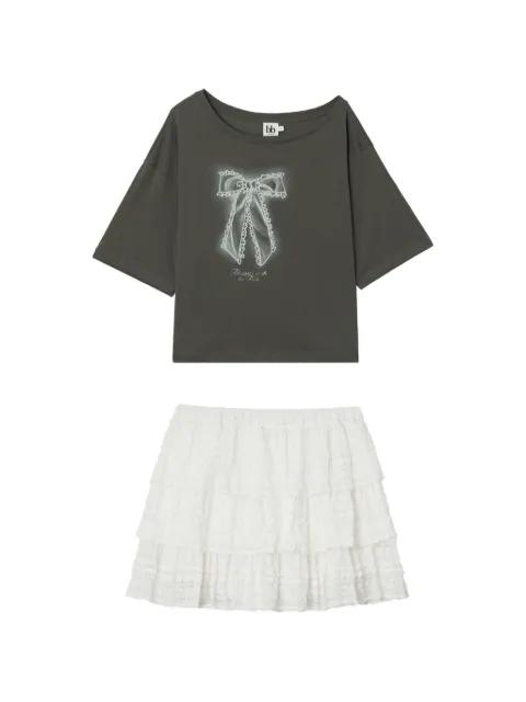 bow-print ruffled set by B+AB