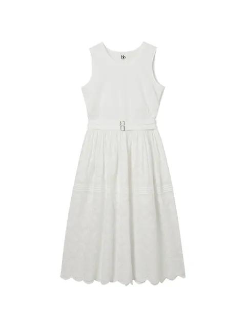 broderie-anglaise belted midi dress by B+AB