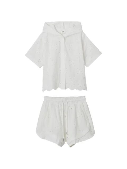 broderie-anglaise hoodied shirt and shorts set by B+AB