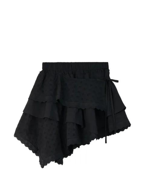 broderie-anglaise tiered asymmetric cotton mini skirt by B+AB