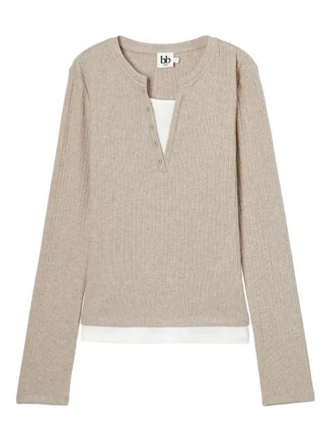 buttoned ribbed top by B+AB