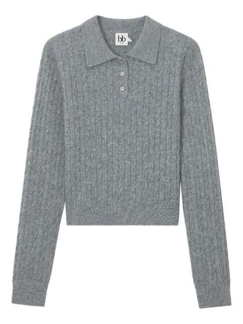 cable-knit buttoned polo top by B+AB
