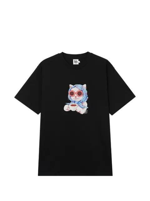 cat-graphic T-shirt by B+AB