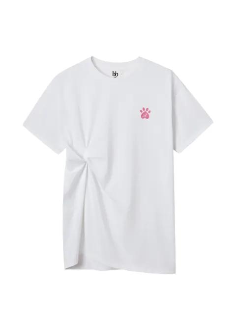 cat-print twist-detail T-shirt by B+AB
