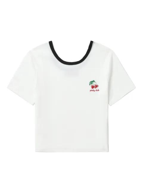 cherry-embroidered ribbed top by B+AB