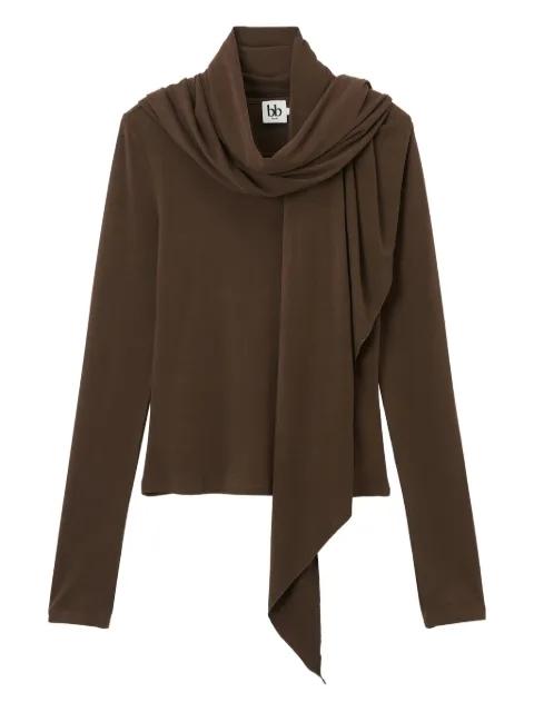 draped long-sleeve blouse by B+AB