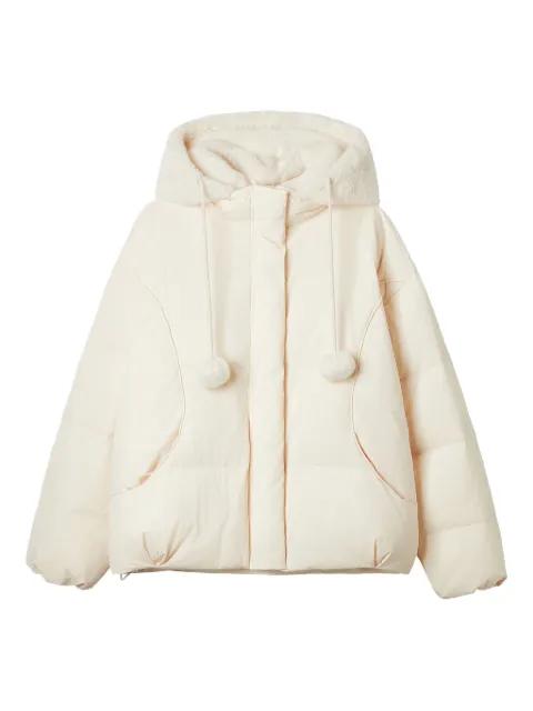 faux fur-hoodied jacket by B+AB