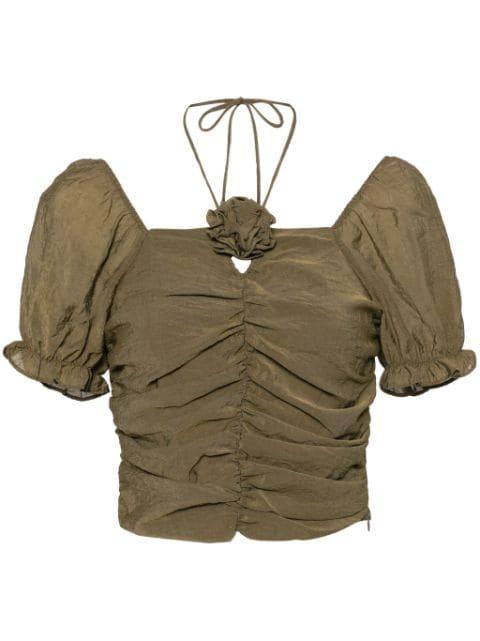 floral-appliqué halterneck top by B+AB