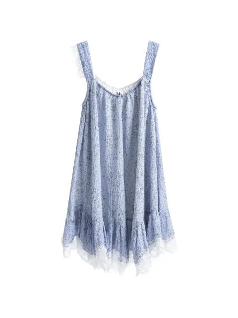 floral-print lace-trim mini dress by B+AB