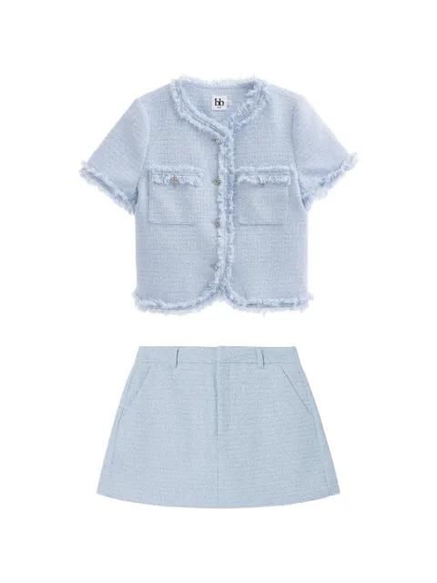 frayed bouclé shorts set by B+AB