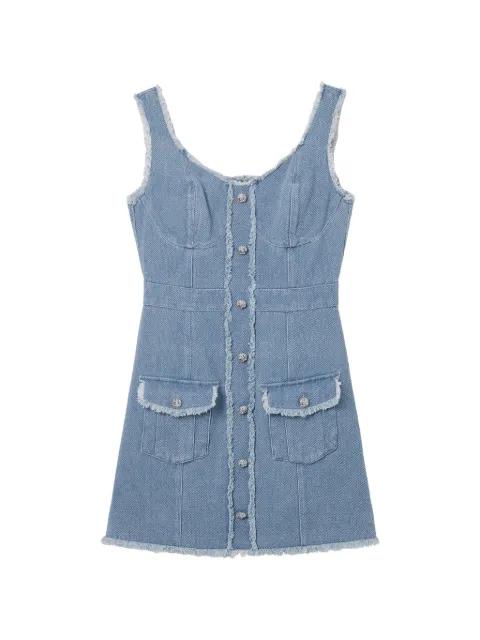 frayed-edge button-up mini dress by B+AB