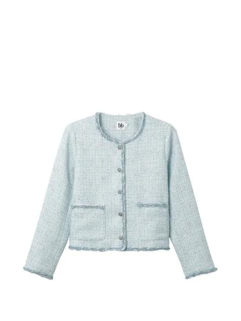 frayed-trim tweed jacket by B+AB