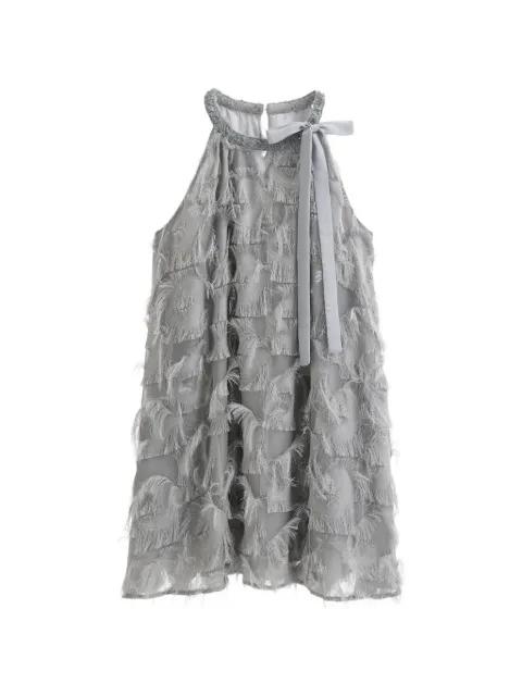 fringe-detailed halter-neck mini dress by B+AB