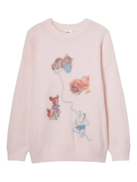 graphic crew-neck sweater by B+AB