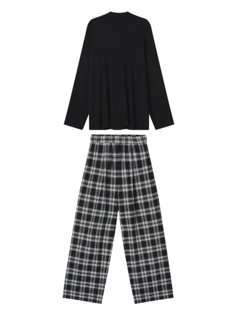 hoodied check-print set by B+AB