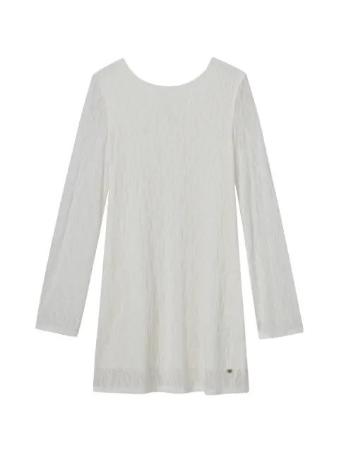 lace-textured long-sleeve mini dress by B+AB