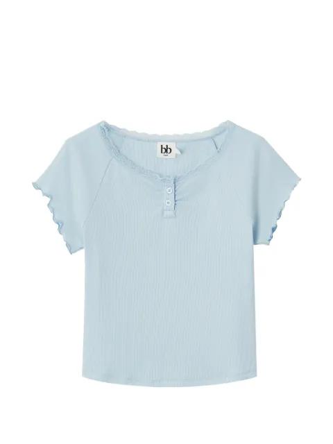 lace-trim ribbed T-shirt by B+AB