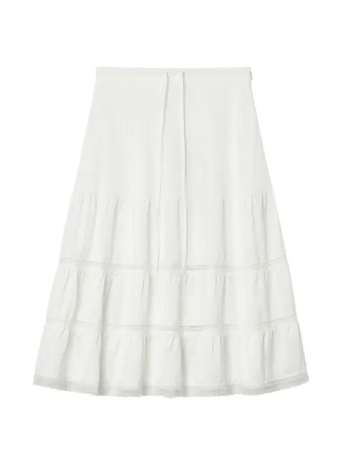 lace-trim tiered midi skirt by B+AB