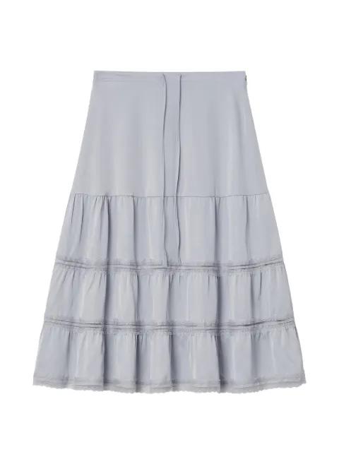 lace-trim tiered midi skirt by B+AB