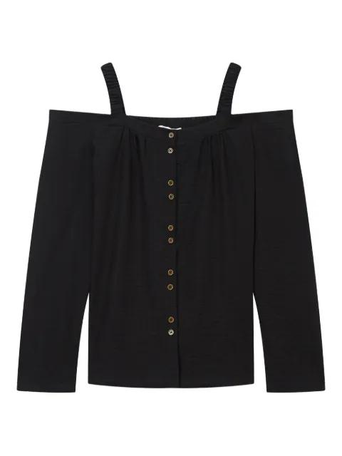 off-the-shoulder button-up top by B+AB
