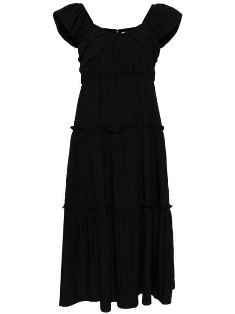 pleated tiered midi dress by B+AB
