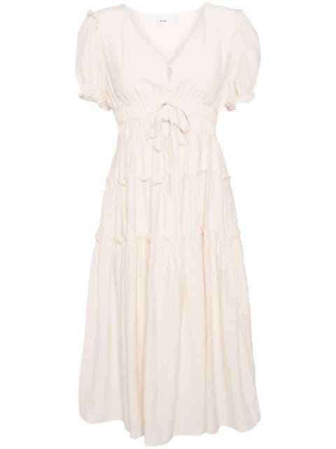 pleated tiered midi dress by B+AB