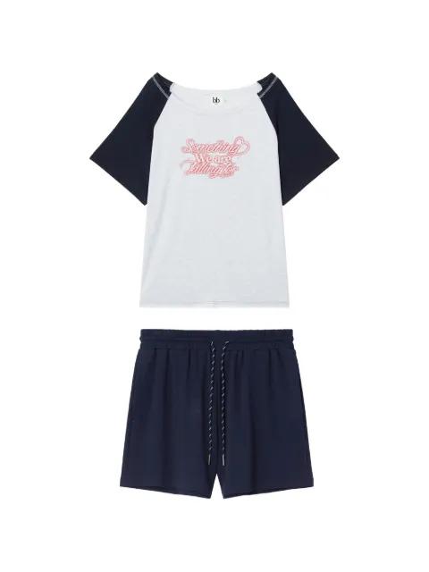 raglan-sleeve slogan-print pajamas by B+AB