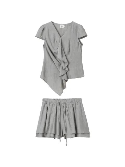 ruffled-detail short set by B+AB