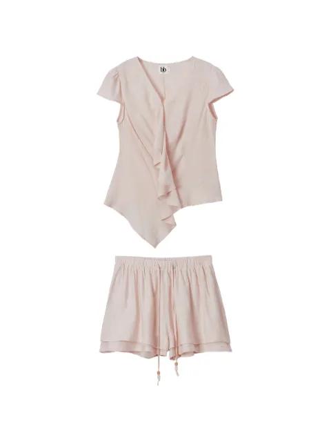 ruffled-detail short set by B+AB