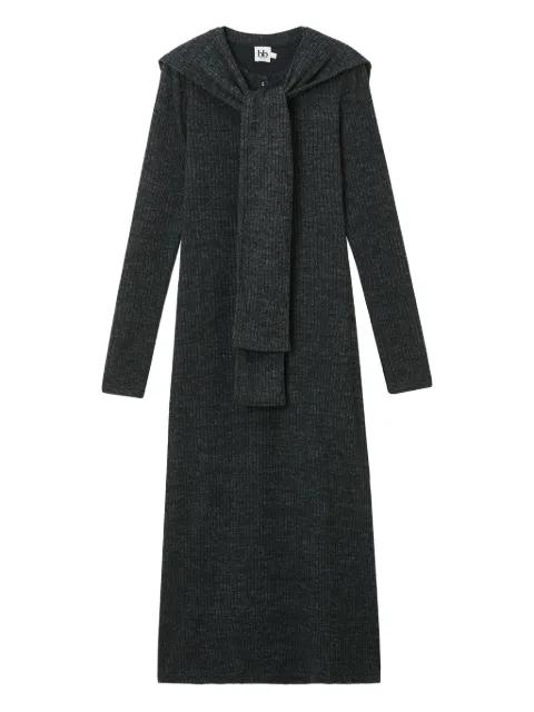 scarf-detail half-button dress by B+AB
