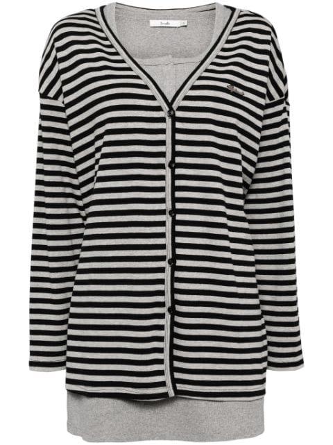 striped button-up cardigan by B+AB