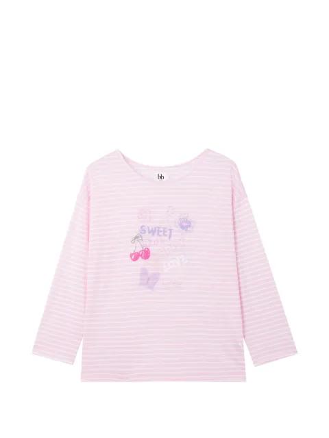 striped graphic-print long-sleeve T-shirt by B+AB