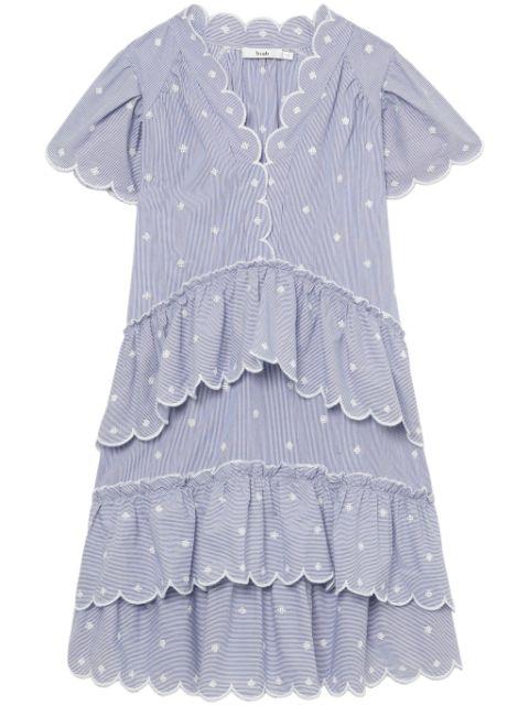 striped scallop-trim minidress by B+AB