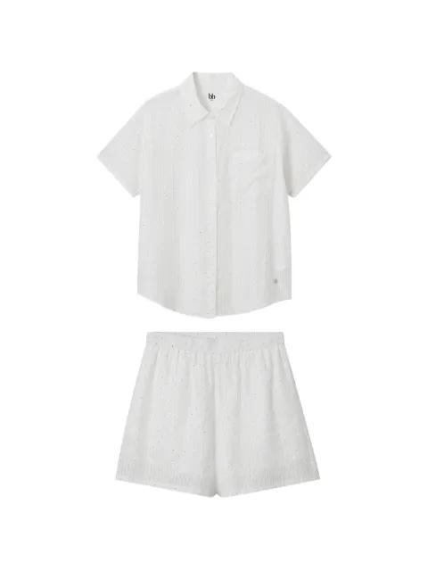 striped short-sleeve shirt and shorts set by B+AB