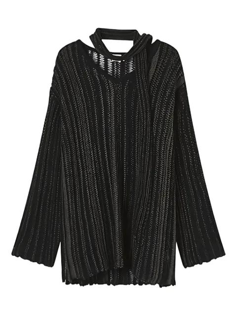 tie-neck ribbed-knit sweater by B+AB
