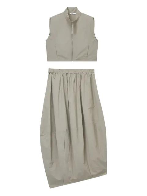 zip-front sleeveless top and skirt set by B+AB
